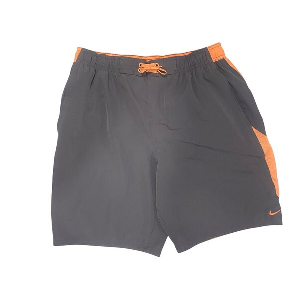 Nike Mens Gray & Orange Drawstring Athletic Shorts L - Picture 1 of 14